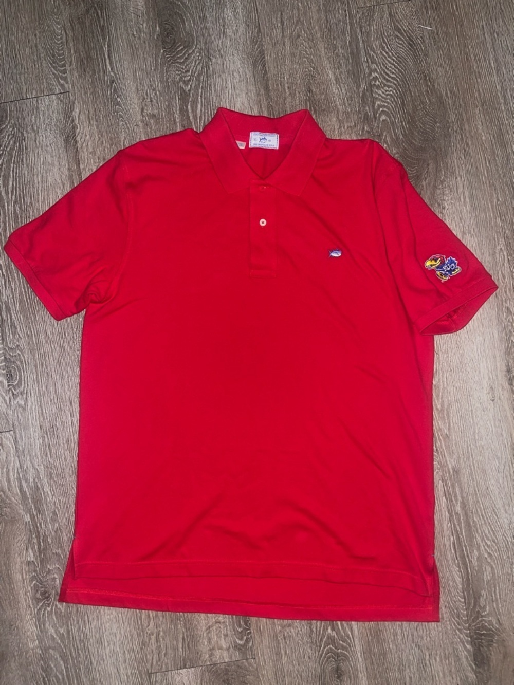 Southern Tide Red Polo short sleeve xl casual shirt ku Kansas basketball top